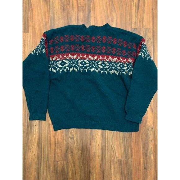 Vintage Eddie Bauer Legends 100% Wool Faire Isle Crewneck Fisherman Sweater, XXL - Picture 2 of 5